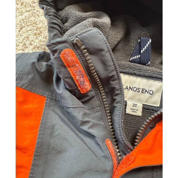 LAND'S END BOYS Winter Coat/Jacket; SIZE 3T; GRAY & ORANGE - Picture 12 of 15